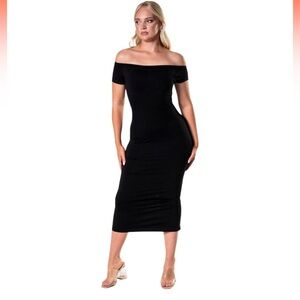 HeyShape Off-Shoulder Shapewear Split Dress Black Medium/Large